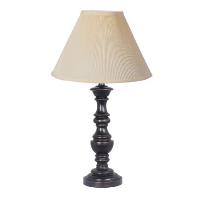 Picture of Adesso Simplee Turned Base Table Lamp, 27-3/4inH, Ivory/Antique Bronze