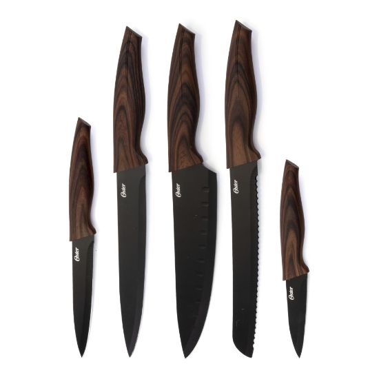 Picture of Oster Godfrey 5-Piece Stainless-Steel Cutlery Set, Black/Wood Print