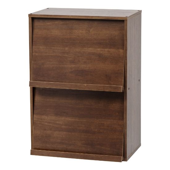 Picture of IRIS Wood Shelf With Pocket Doors, 2-Tier, Brown