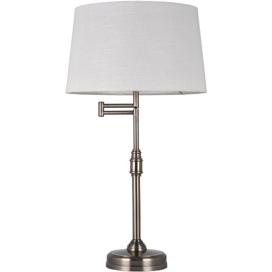 Picture of Adesso Simplee Swing Arm Table Lamps, 26-2/5inH, White/Antique Pewter, Set Of 2 Lamps