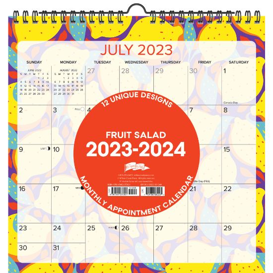 Picture of 2023-2024 Willow Creek Press Monthly At A Glance Spiral Wall Art Calendar, 12in x 12in, Fruit Salad, July 2023 To June 2024