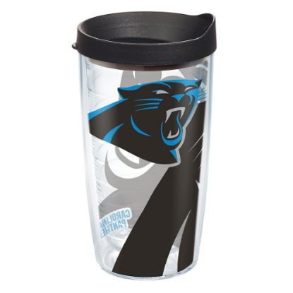 Picture of Tervis NFL Tumbler With Lid, 16 Oz, Carolina Panthers, Clear