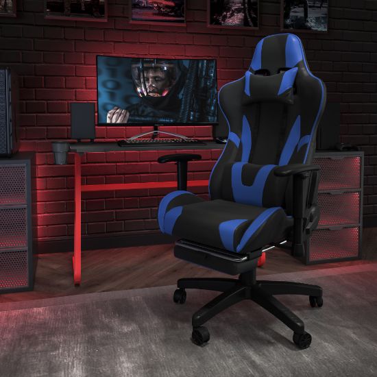 Picture of Flash Furniture X30 LeatherSoft Gaming Racing Chair, Blue/Black