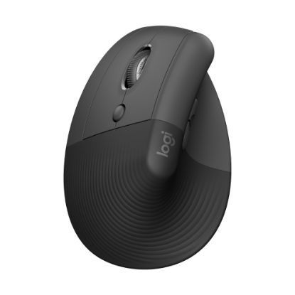 Picture of Logitech Lift Left Vertical Ergonomic Mouse (Graphite) - Optical - Wireless - Bluetooth/Radio Frequency - Graphite - USB - 4000 dpi - Scroll Wheel - 6 Button(s) - Small/Medium Hand/Palm Size - Left-handed