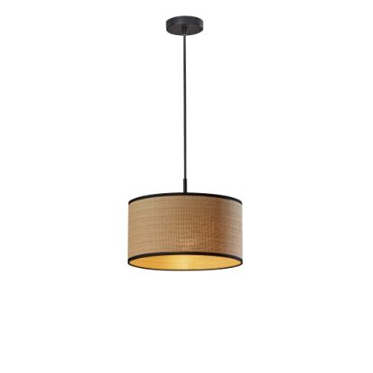 Picture of Adesso Harvest Drum Lamp, 15inW, Natural Shade/Black Base