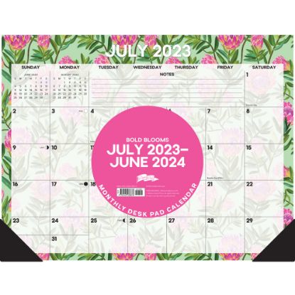 Picture of 2023-2024 Willow Creek Press Academic Monthly Oversized Desk Pad Calendar, 22in x 17in, Bold Blooms, July 2023 To June 2024