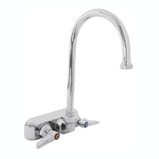 Picture of T&S Brass Wall-Mount Workboard Faucet, 6in Nozzle, 4in Centers, Stainless