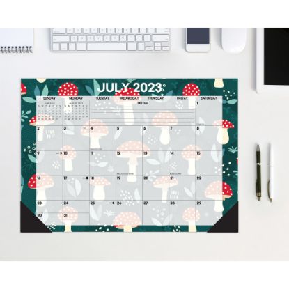 Picture of 2023-2024 Willow Creek Press Academic Monthly Desk Pad Calendar, 12in x 17in, Mad For Mushrooms, July 2023 To June 2024