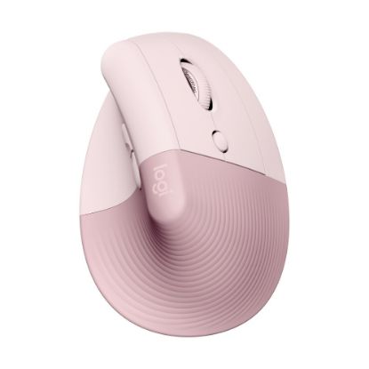 Picture of Logitech Lift Vertical Ergonomic Mouse (Rose) - Optical - Wireless - Bluetooth/Radio Frequency - Rose - USB - 4000 dpi - Scroll Wheel - 6 Button(s) - Small/Medium Hand/Palm Size - Right-handed