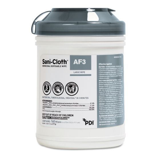 Picture of Sani Professional Sani-Cloth AF3 Germicidal Disposable Wipes, 11.4 Oz, 160 Sheets Per Canister, Pack Of 12 Canisters