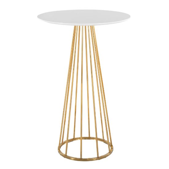 Picture of LumiSource Canary Contemporary Glam Bar Table, 42inH x 27inW x 27inD, Gold/White