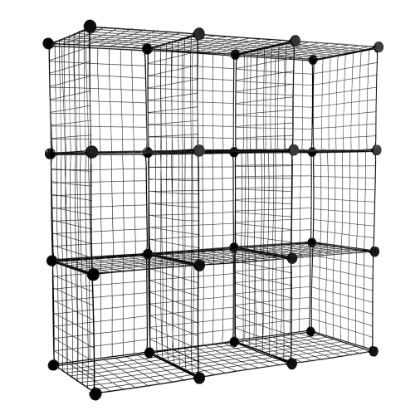 Picture of Mount-It! Work-It 9-Cube Wire Modular Storage Organizer, 14inH x 14inW x 14inD, Black