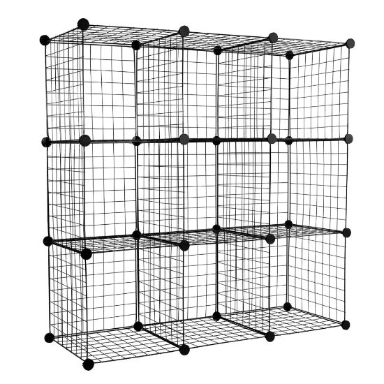 Picture of Mount-It! Work-It 9-Cube Wire Modular Storage Organizer, 14inH x 14inW x 14inD, Black