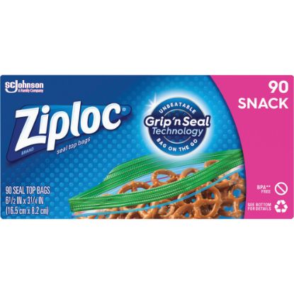 Picture of Ziploc Seal Top Snack Bags, 6-1/2in x 3-1/4in, Clear, Box Of 90 Bags