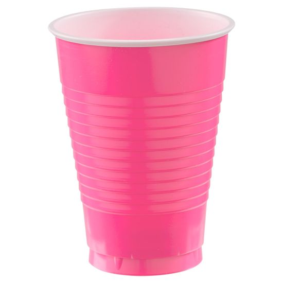 Picture of Amscan 436811 Plastic Cups, 12 Oz, Bright Pink, 50 Cups Per Pack, Case Of 3 Packs