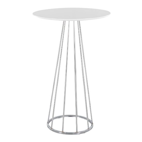 Picture of LumiSource Canary Contemporary Glam Bar Table, 42inH x 27inW x 27inD, Chrome/White