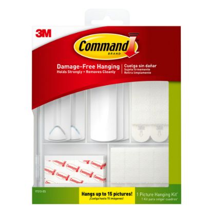 Picture of Command Picture Hanging Kit, 3 Sawtooth Picture Hangers, 2 Wire-Backed Picture Hangers, 5 Large Strips, 4 Pairs of Large Picture Hanging Strips, 8 Pairs of Small Picture Hanging Strips, 16 Poster Strips