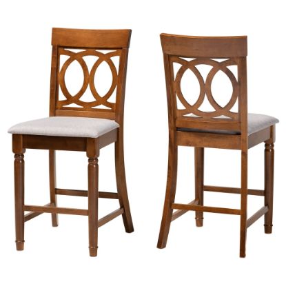 Picture of Baxton Studio Violet Counter Stools, Gray/Walnut, Set Of 2 Stools