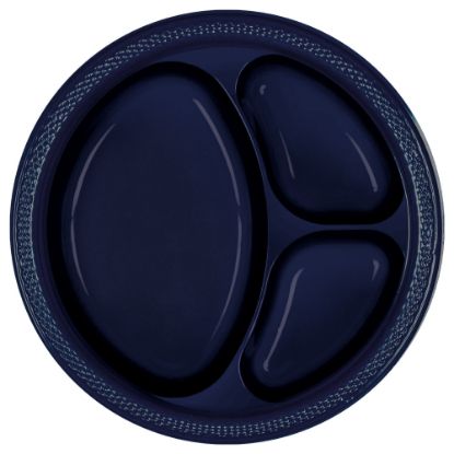 Picture of Amscan Divided Round Plates, 10-1/4in, True Navy, Pack Of 40 Plates