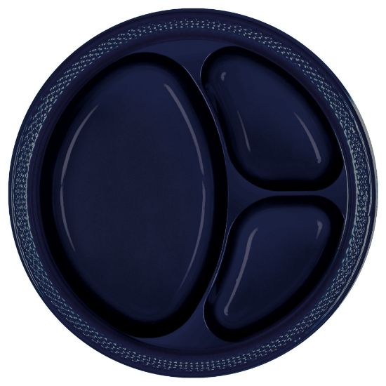 Picture of Amscan Divided Round Plates, 10-1/4in, True Navy, Pack Of 40 Plates