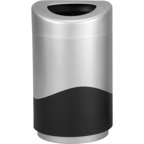 Picture of Safco Open Top Receptacle - 30 gal Capacity - Oval - Powder Coated - 33.3in Height x 20in Width x 20in Depth - Steel, Vinyl - Silver, Black - 1 Each