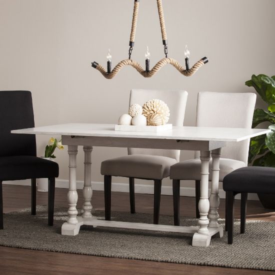 Picture of SEI Furniture Edenderry Farmhouse Folding Trestle Console-To-Dining Table, Rectangular, White