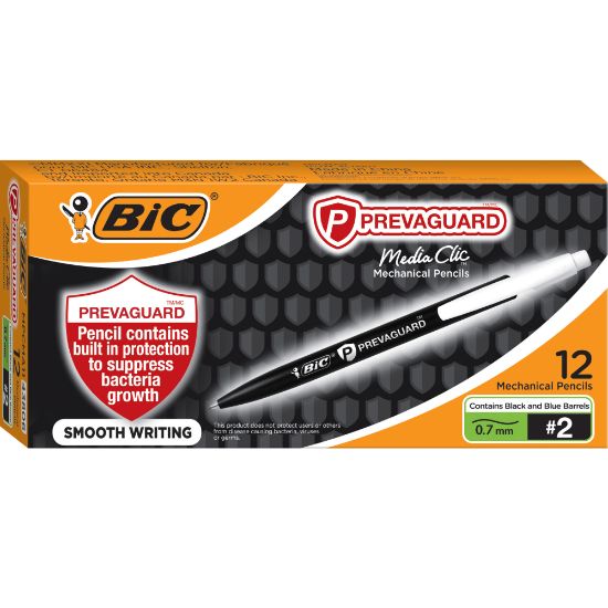 Picture of BIC Prevaguard Mechanical Pencil with antimicrobial additive, 0.7 mm, #2, Black Barrel, Pack Of 12 Pencils