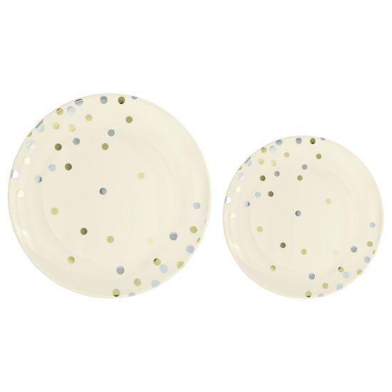 Picture of Amscan Round Hot-Stamped Plastic Plates, Vanilla Creme, Pack Of 20 Plates