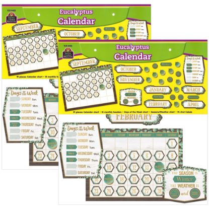 Picture of Teacher Created Resources Eucalyptus Calendar Bulletin Board Sets, Pack Of 2