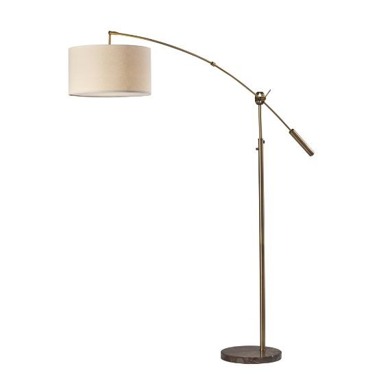 Picture of Adesso Adler Arc Lamp, 81inH, Cream/Antique Brass