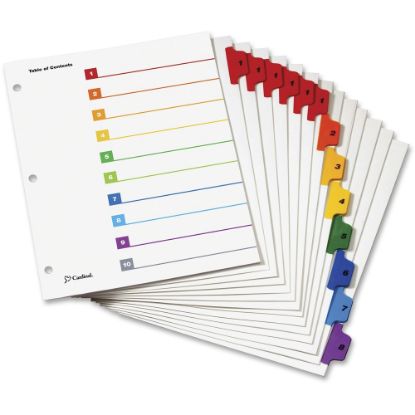 Picture of Cardinal OneStep 8-tab Table of Content Dividers - 6 x Divider(s) - 8 Printed Tab(s) - Digit - 1-8 - 8 Tab(s)/Set - 8.5in Divider Width x 11in Divider Length - 3 Hole Punched - Multicolor Divider - Multicolor Tab(s) - 8 / Pack