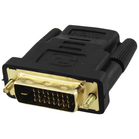 Picture of 4XEM DVI-D Male To HDMI Female Adapter - 1 Pack - 1 x 25-pin DVI-D Digital Video Male - 1 x 19-pin HDMI Digital Audio/Video Female - 1920 x 1200 Supported - Nickel, Gold Connector - Black