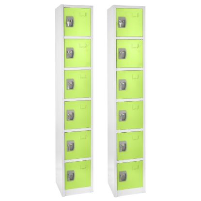 Picture of Alpine 6-Tier Steel Lockers, 72inH x 12inW x 12inD, Green, Pack Of 2 Lockers