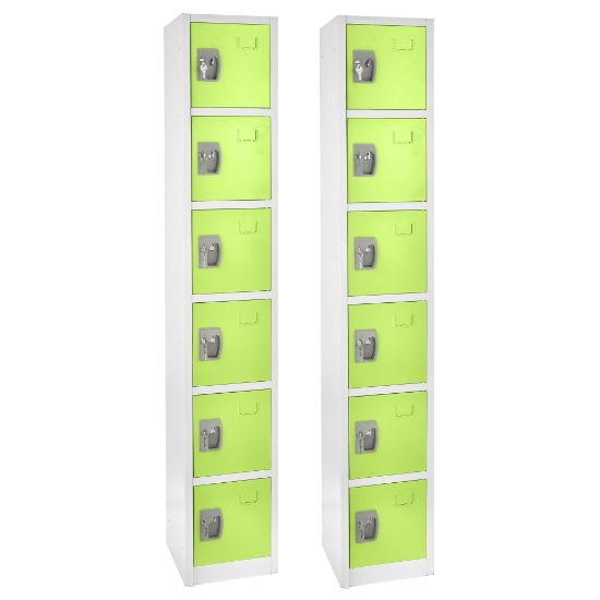 Picture of Alpine 6-Tier Steel Lockers, 72inH x 12inW x 12inD, Green, Pack Of 2 Lockers