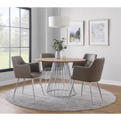 Picture of LumiSource Canary Contemporary Dining Table, 29-1/2inH x 29-1/2inW x 43-1/2inD, Silver/Natural