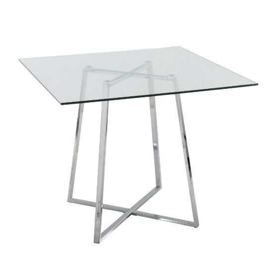 Picture of LumiSource Cosmo Contemporary Glam Square Dining Table, 36inH x 36inW x 36inD, Chrome/Clear