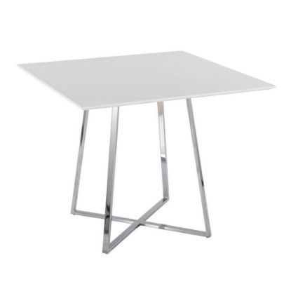 Picture of LumiSource Cosmo Contemporary Glam Square Dining Table, 36inH x 36inW x 36inD, Chrome/White