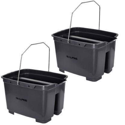 Picture of Alpine Divided Plastic Cleaning Buckets, Gray, Pack Of 2 Buckets