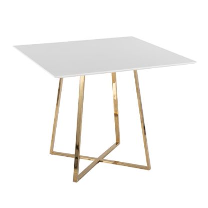 Picture of LumiSource Cosmo Contemporary Glam Square Dining Table, 36inH x 36inW x 36inD, Gold/White