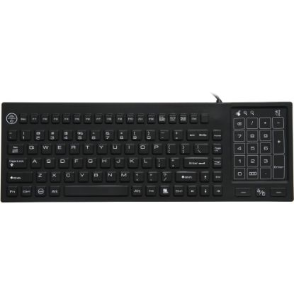 Picture of DSI WATERPROOF IP68 KEYBOARD WITH TRACK PAD/NUMBER PAD LED BACKLIT - Cable Connectivity - USB Interface - 88 Key - TouchPad - Windows - Black