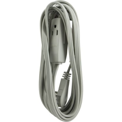 Picture of GE 3 Outlet Extension Cord, 15ft Long Cord, Flat Plug, Gray, 43026