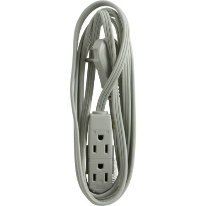 Picture of GE 3 Outlet Extension Cord, 8ft Long Cord, Flat Plug, Gray, 43027