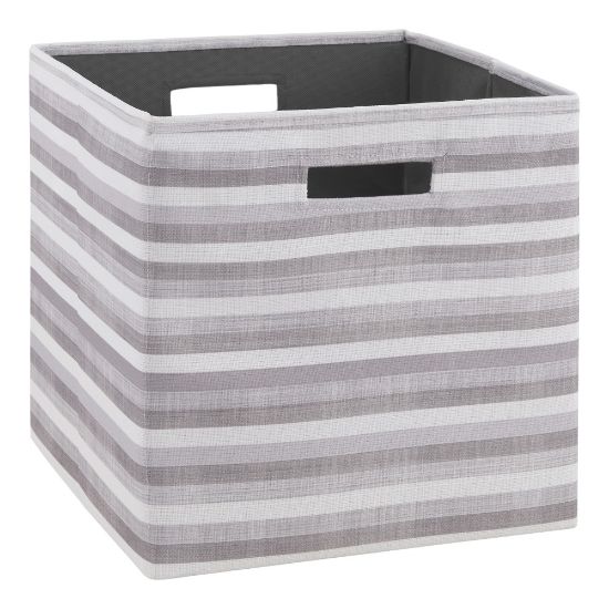 Picture of Linon Emmet Storage Bins, Medium Size, Gray Stripes, Pack Of 2