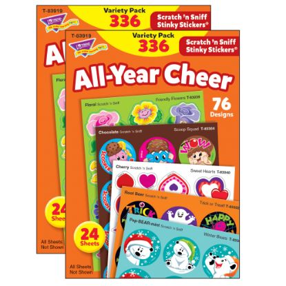 Picture of Trend Stinky Stickers, 1in, All Year Cheer, 336 Stickers Per Pack, Set Of 2 Packs