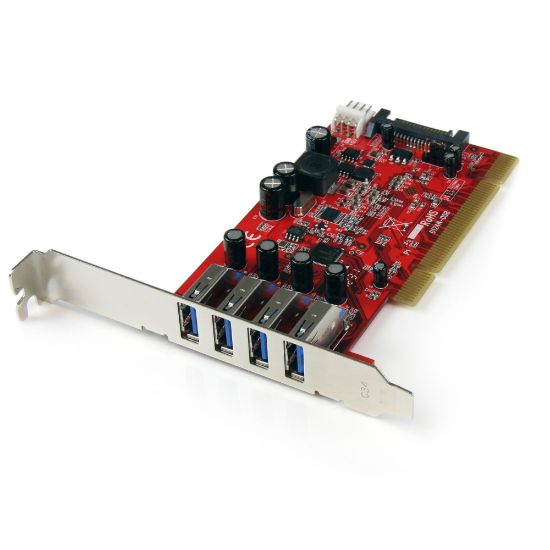 Picture of StarTech.com 4 Port PCI SuperSpeed USB 3.0 Adapter Card with SATA/SP4 Power