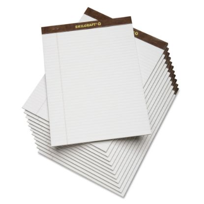 Picture of SKILCRAFT 30% Recycled Perforated Writing Pads, 8 1/2in x 11in, White, Legal Ruled, Pack Of 12 (AbilityOne 7530-01-372-3108)