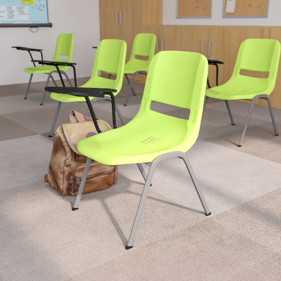 Picture of Flash Furniture Ergonomic Shell Chair With Right Handed Flip-Up Tablet Arm, Green