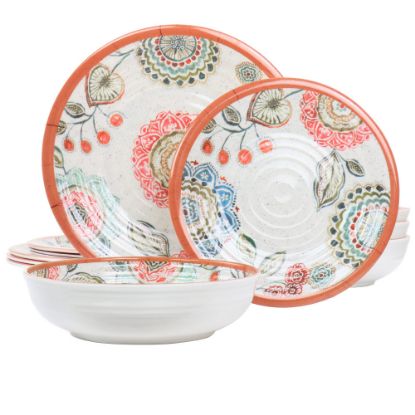 Picture of Elama Ester 12-Piece Melamine Dinnerware Set, Multicolor