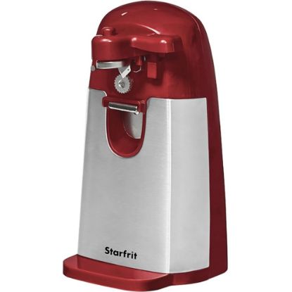 Picture of Starfrit Mightican 3-In-1 Electric Can Opener With Built-In Knife Sharpener And Bottle Opener, 4-3/8in x 4-3/8in, Red