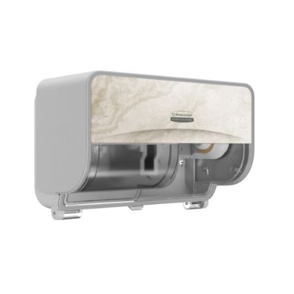 Picture of Kimberly-Clark Professional ICON Coreless Standard 2-Roll Toilet Paper Dispenser With Faceplate, Horizontal, Warm Marble